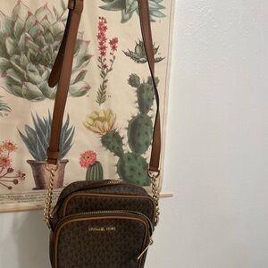 Michael Kors Brown and Gold Crossbody Bag